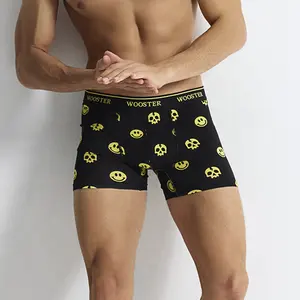 Celana Boxer pria motif katun Solid, celana dalam dewasa Wooster-060 gaya Eropa, celana Boxer motif klasik