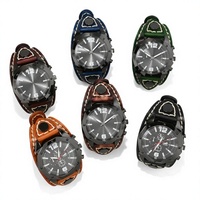 Montre à quartz avec bracelet en cuir vintage, cadran rond, boucle large, montre-bracelet pour hommes, style punk, usage quotidien
