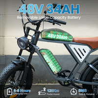 Vélo électrique tout-terrain pour adultes, pneus larges 20 pouces, assistance au pédalage, batterie lithium longue portée 48V34/37AH, double batterie, entrepôt UK/UE