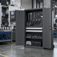 Armoire de rangement de garage en acier robuste avec panneau perforé, 1 tiroir verrouillable pour mécaniciens automobiles