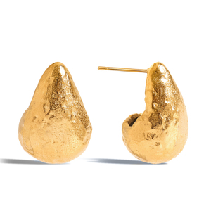 Orecchini a Goccia d'Acqua J&D in Stile Vacanza, in Acciaio Inossidabile Placcato <span class=keywords><strong>Oro</strong></span> 18K, Finitura Vintage Testurizzata a Grana di Sabbia, Cuore Rugoso - Product Image 5
