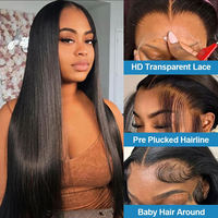 Fournisseur de perruques en cheveux naturels vietnamiens, perruques lisses de luxe de 40 pouces de long, 13x4, sans couture, avec dentelle HD, en cheveux humains véritables pour femmes