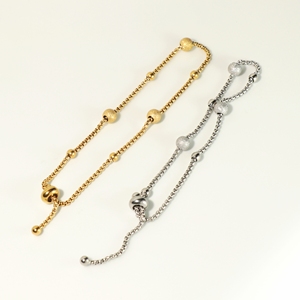 Classic <b>Chain</b> Link Bracelet with Ball Beads Gold and Silver Plated Alloy Unisex Jewelry - Product Image 1