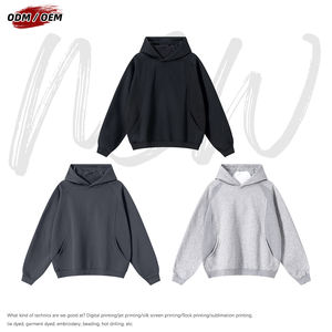 Sweat à capuche épais en polaire patchwork pour homme, design en arc, coupe oversize, style streetwear, pour l'automne - Product Image 4