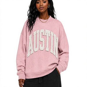 University Student Mock Neck Sweatshirts Chenille Patchwork Collegiate Custom Flock Print Austin Club Outfits Causal Wear <b>Jumper</b> - Product Image 3