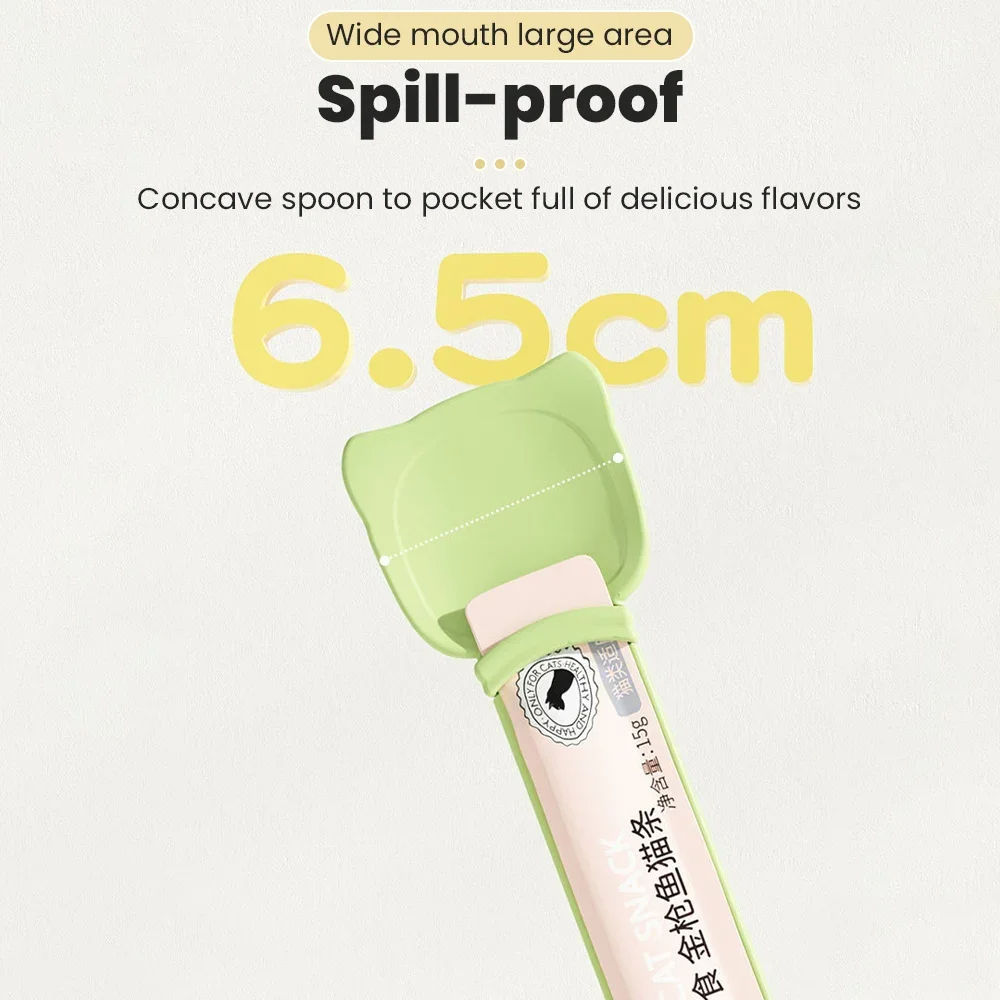 Set 2 Cucchiai Per Snack Gatti - Dispenser Spremibile Per Strisce, Colori Giallo E Verde - Foto 2