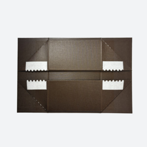Oxford Texture Leather Magnetic A5 Deep Gift Box Structured Brown Collapsible Rigid Packaging for Corporate Gifts with Ribbon - Product Image 3
