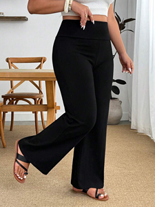 Pantalon évasé extensible taille haute pour femme grande taille, coupe large, idéal pour les silhouettes pomme, <span class=keywords><strong>sans</strong></span> ceinture, lavable en machine - Product Image 2