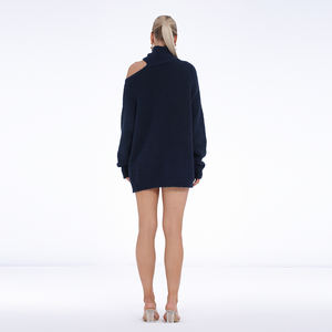 Maglione a Collo Alto Autunno Inverno per Donna Design <span class=keywords><strong>in</strong></span> <span class=keywords><strong>Cotone</strong></span> Lavorazione a Maglia Grossa Pullover Stile Y2K Tinta Unita - Product Image 6