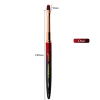 Pinceau à ongles multifonctionnel noir et rouge ombré avec manche métallique, virole or rose, poils en nylon, plat, ovale, incliné, pour gel et liner