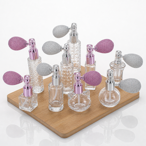 Botella de perfume vintage de 10 ml, de vidrio transparente, recargable, con atomizador y bomba de aire para cosméticos. - Product Image 2