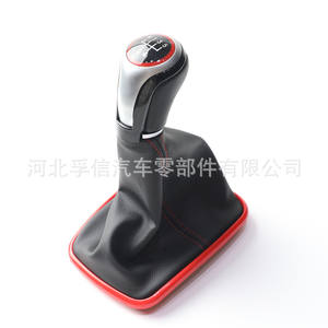 Pommeau de levier de vitesse en cuir, 5 ou 6 vitesses, ergonomique, pour Bora, cadre rouge - Product Image 2