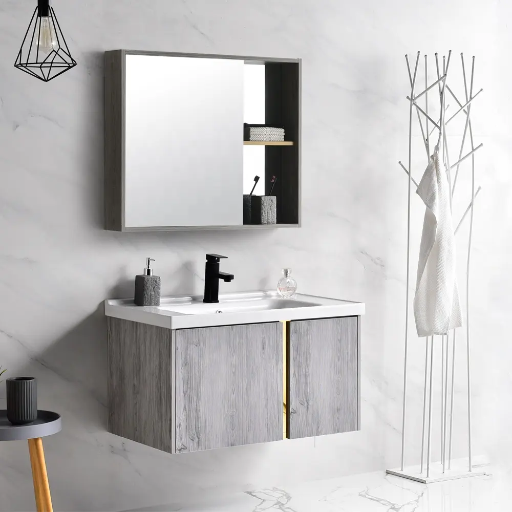 Wholesale Bathroom Furniture Wall Hanging Easy Cleaning Washbasin Cabinet Set