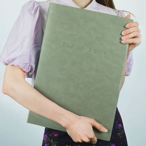 Carnet A3 personnalisable, carnet scolaire, pages intérieures vierges promotionnelles, 380 feuilles épaisses, journal en cuir PU, cahier d'exercices - Product Image 1