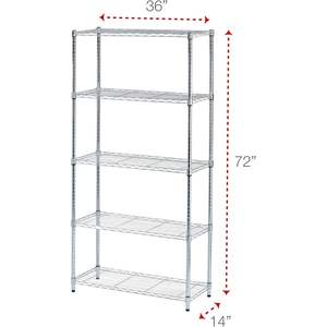 Alera ALE Étagère métallique résidentielle à cinq niveaux 36w X 14d X 72h en métal argenté - Product Image 2