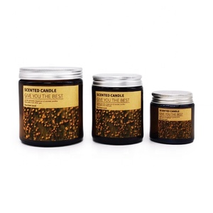 Brown <strong>Amber</strong> Color Personalise Labels Glass <strong>Candle</strong> <strong>Jar</strong>/<strong>candle</strong> Container with Metal Lid - Product Image 5