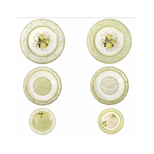 ชุดอาหารเย็นลายเลมอน 18 ชิ้น ชุดภาชนะเซรามิกเนื้อกระดูกสำหรับห้องครัว - Product Image 1