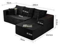Canapé convertible en forme de L, ensemble de meubles modernes pour salon, emballage sous vide durable et écologique RH, vente en gros