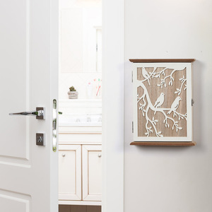 Boîte de rangement pour clés en bois en forme d'oiseau blanc, objet décoratif mignon pour les chambres et la décoration de la maison, porte-clés mural pour voiture. - Product Image 3