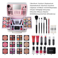 Trousse de Maquillage de Voyage Végane Marque Blanche avec Gloss Hydratant et Palette de Poudres – Coffret Cosmétique Complet