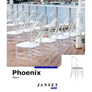 Atacado evento de casamento jantar redondo cristal transparente phoenix cadeiras para adultos