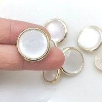 Kancing plastik Aksesori mutiara tangan tepi emas bulat kecil kancing baju mantel kelas tinggi