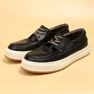 Zapatillas Casuales Retro de Cuero Genuino Lavado para Hombre con Cordones, Suela Gruesa Acolchada, Zapatos de Moda Juvenil - Product Image 5