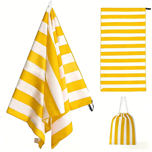 Serviette de plage de luxe personnalisée à séchage rapide, sans sable, à rayures, super légère, avec sac de plage tendance - Product Image 2