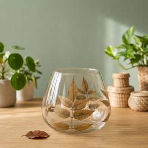 Handmade <b>Heat</b> <b>Resistant</b> <b>Glass</b> Votive Holder Leaf Printed Decorative Lantern for Easter Christmas Wedding Home Decor - Product Image 3