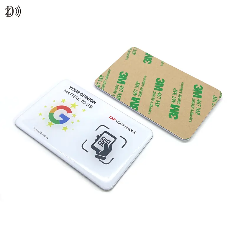 방수 85.5*54MM CR80 사용자 정의 로고 인쇄 에폭시 구글 리뷰 스티커 NFC 구글 리뷰 카드