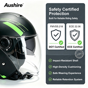 Casco de Motocicleta Abatible DOT, Carcasa de ABS Negro Mate, Visera Doble, Estilo Modular 3/4 Abierto - Product Image 5