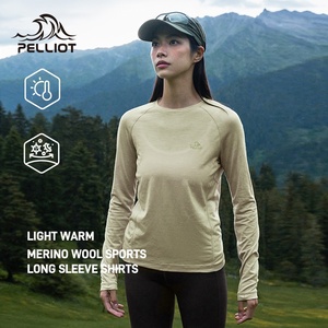 Maglietta Sportiva da <span class=keywords><strong>Donna</strong></span> PELLIOT Serie P Antibatterica <span class=keywords><strong>Calda</strong></span> e Delicata sulla Pelle <span class=keywords><strong>Maglia</strong></span> Interna a Maniche Lunghe 87% Lana - Product Image 1