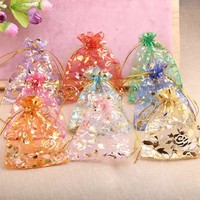 Sacs d'emballage personnalisables en suède gaufré doré recyclables avec cordon de serrage, 7x9cm, pour mariages, fêtes, Noël, courses - Vente en gros
