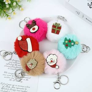 Porte-clés rond en fourrure pelucheuse, motif lapin 3D mignon, éco-responsable, pour la rentrée scolaire, pour sacs à main femme - Product Image 3