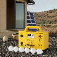 Kit d'éclairage solaire domestique portable 240Wh, 6 ampoules LED, contrôleur MPPT, Bluetooth, radio FM, système d'alimentation au lithium-ion