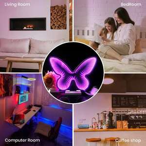 Butterfly Abyss <b>Mirror</b> LED Neon Light Cool Purple Tunnel Design Multi-color <b>Mirror</b> Effect IPX3 Waterproof Home Buildings - Product Image 5