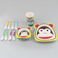 Vaisselle en bambou pour enfants, vente directe depuis l'usine, avec bol, assiette, fourchette, ensemble de vaisselle pour le Camp