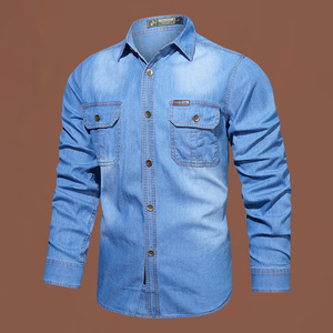 <span class=keywords><strong>Chemise</strong></span> en <span class=keywords><strong>jean</strong></span> décontractée pour <span class=keywords><strong>homme</strong></span>, coupe ajustée, col boutonné, manches longues, respirante, en coton, pour l'automne - Product Image 6