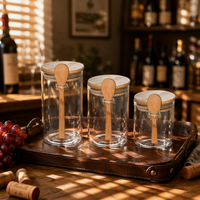 Premium ronde glazen voorraadpot met houten deksel en lepel voor koffie, thee, suiker, keuken, voorraadkast, luchtdicht