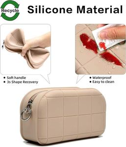 Portable Silicone Cosmetic Bag Waterproof Travel <b>Makeup</b> Pouch Multi-purpose Toiletry <b>Case</b> Zipper Organizer for Women Skincare - Product Image 3