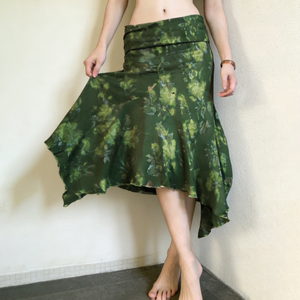 Falda de Mujer con Estampado Floral Estilo Vintage, Verde, Verano, Oferta, Dobladillo Irregular, Fruncido, Transpirable, Ecológica, Asimétrica - Product Image 5