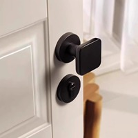 Poignée de porte en bois vieilli de style américain ultra-minimaliste, carrée, silencieuse, magnétique, pour chambre à coucher, type split