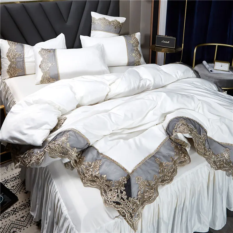 luxury king size Bed Duvet Cover set 4pcs Bed Skirt Bedding Set For Sale