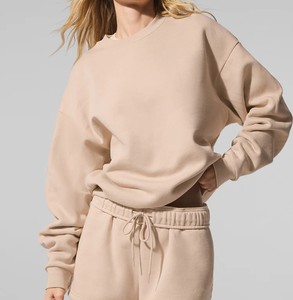 Sweat-shirt col rond lavé unisexe pour femme, couleur unie, collection automne - Product Image 6