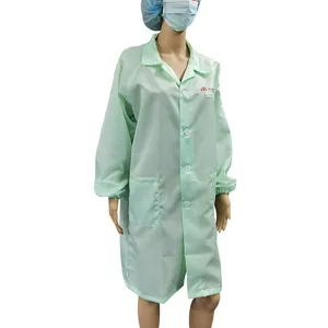 Reliable Supplier 99%Polyester 1% Carbon Fiber Cleanroom Uniform ESD Smock for Industrial Use