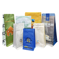 Sachet personnalisé à huit soudures latérales avec fermeture éclair, imprimé, de qualité alimentaire, pour l'emballage d'aliments pour animaux, de grains de café et de champignons séchés