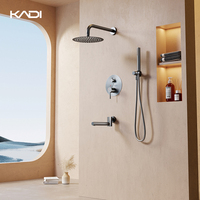 Offre Spéciale moderne contemporain en laiton salle de bain ensemble de douche mural pluie pommeau de douche panneaux chaud Style contemporain robinet de bain