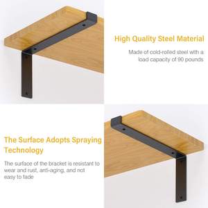 Support <span class=keywords><strong>d</strong></span>'étagères noir bricolage L J Support <span class=keywords><strong>d</strong></span>'<span class=keywords><strong>angle</strong></span> robuste industriel rustique flottant en fonte métal support <span class=keywords><strong>d</strong></span>'étagère murale en acier massif - Product Image 5