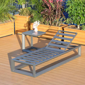 <span class=keywords><strong>Tumbona</strong></span> Plegable de <span class=keywords><strong>Aluminio</strong></span> para Jardín de Hotel Moderno con Cojines - <span class=keywords><strong>Tumbona</strong></span> Exterior Portátil, Resistente a los Rayos UV y Ecológica - Product Image 2