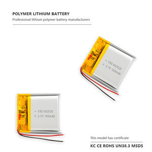 OEM/ODM Haute Sécurité 3.7V/180mah 602020 Poche Commerciale Micro Batterie Lithium Polymère Rechargeable - Product Image 5